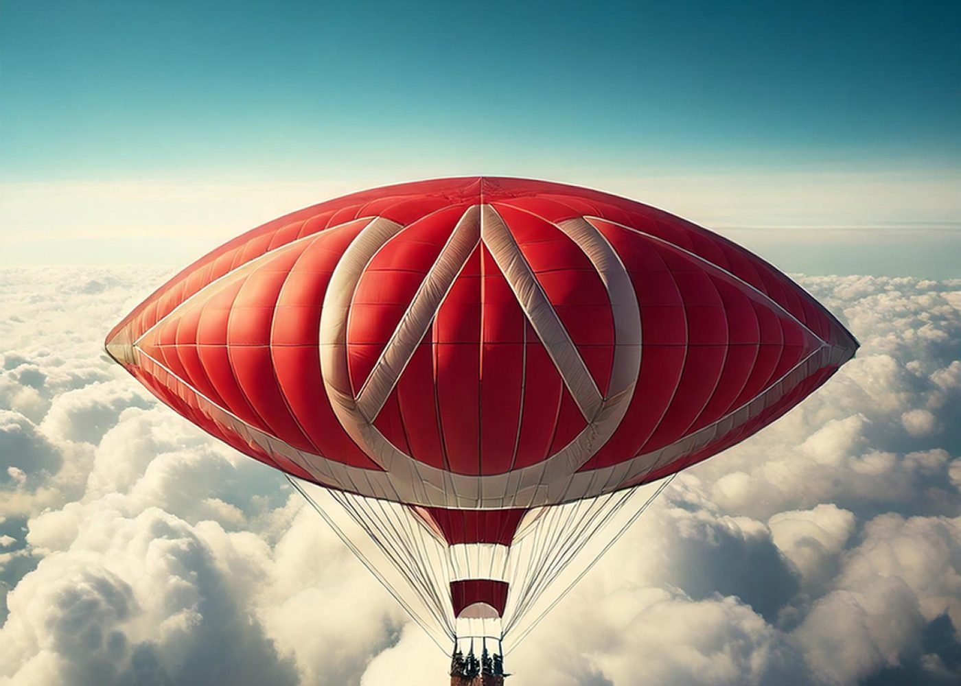 Firefly red air balloon in the white cloud 50743